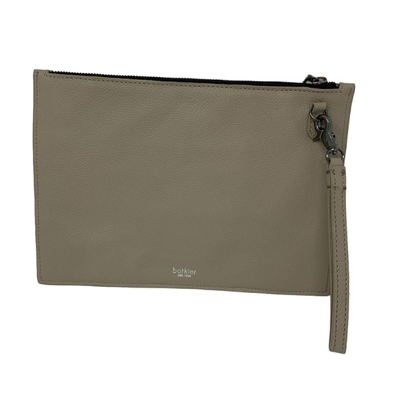 Botkier Woman's Chelsea Leather Clutch‎ Wristlet Taupe Tan Detachable Large - Picture 1 of 14